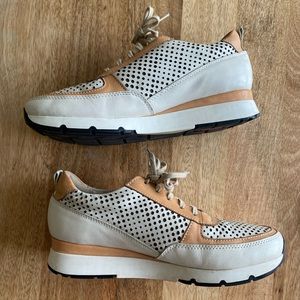 Pikolinos Tan and Cream Leather Tennis Shoes